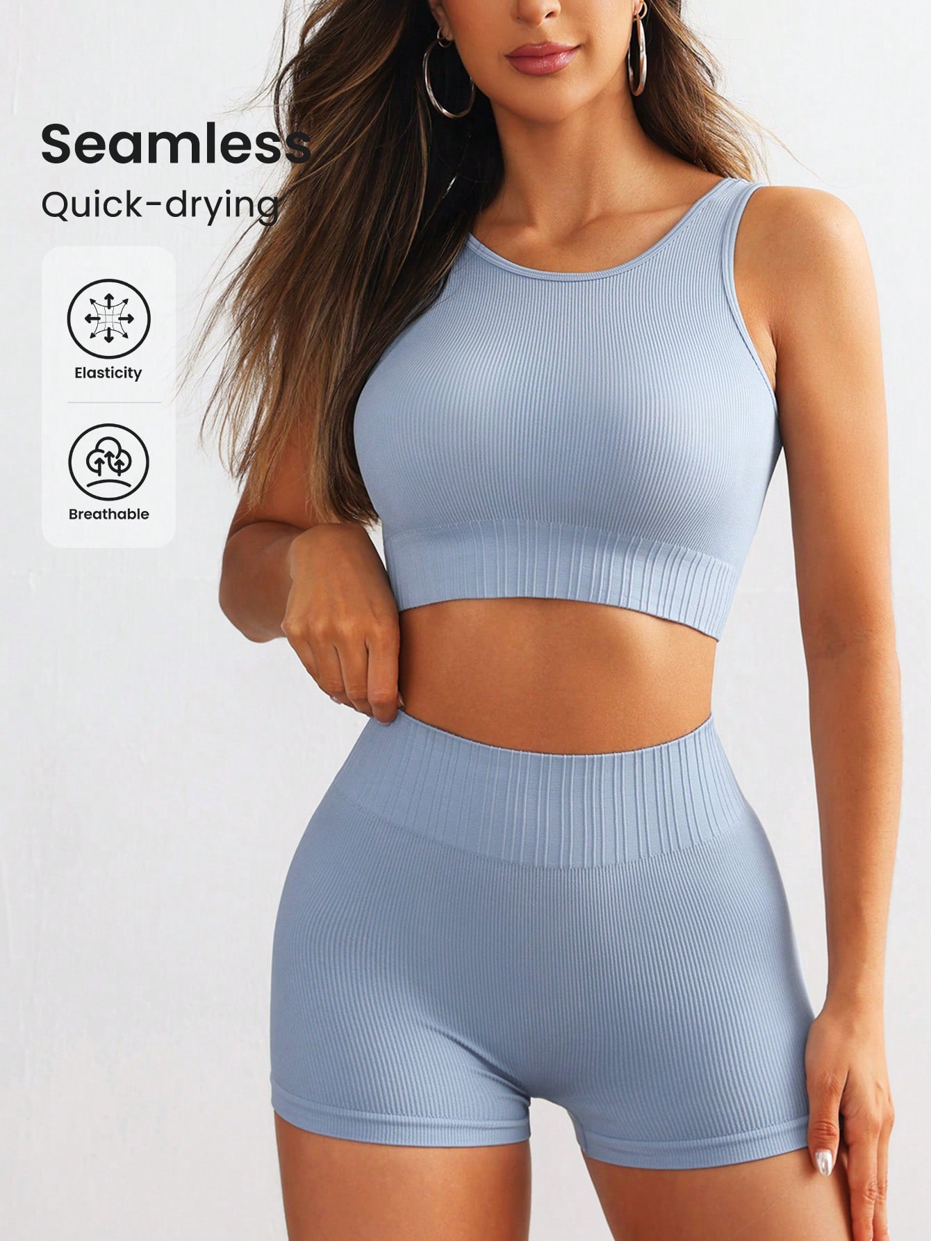 Tank Top Ribbed - Conjunto de Yoga Sem Costura para